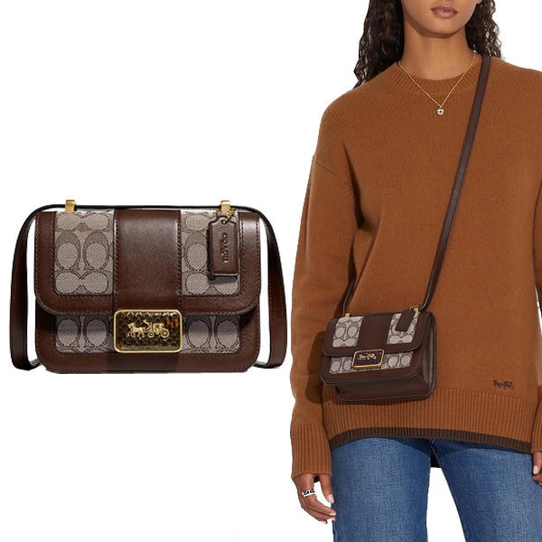 ALIE SHOULDER BAG 18 IN SIGNATURE JACQUARD WITH SNAKESKIN DETAIL 4616 16,392円