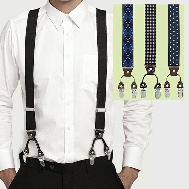 牛床革サスペンダー4本組