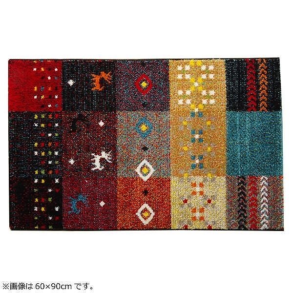 玄関マット トルコ製 ウィルトン織 『フォリア』 レッド 約70x120cm 2042579