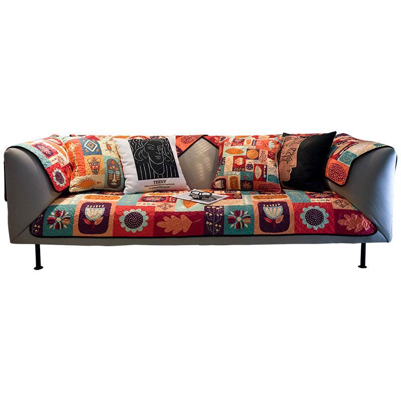 ソファーカバー かけるだけ 柄 布製 エスニック リビング 滑り止め 秋冬 ボヘミアン シェルニール 毛玉になりにくい 色褪せしにくい 防塵 傷防止 インテリア レトロ おしゃれ