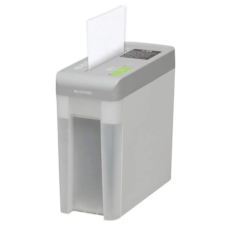 即納：アイリスオーヤマ シュレッダー 家庭用 細断枚数5枚 クロスカット 連続使用3分 ダストボックス5.7L A4/60枚収容 コンパクト P5HC グレー/ホワイト
