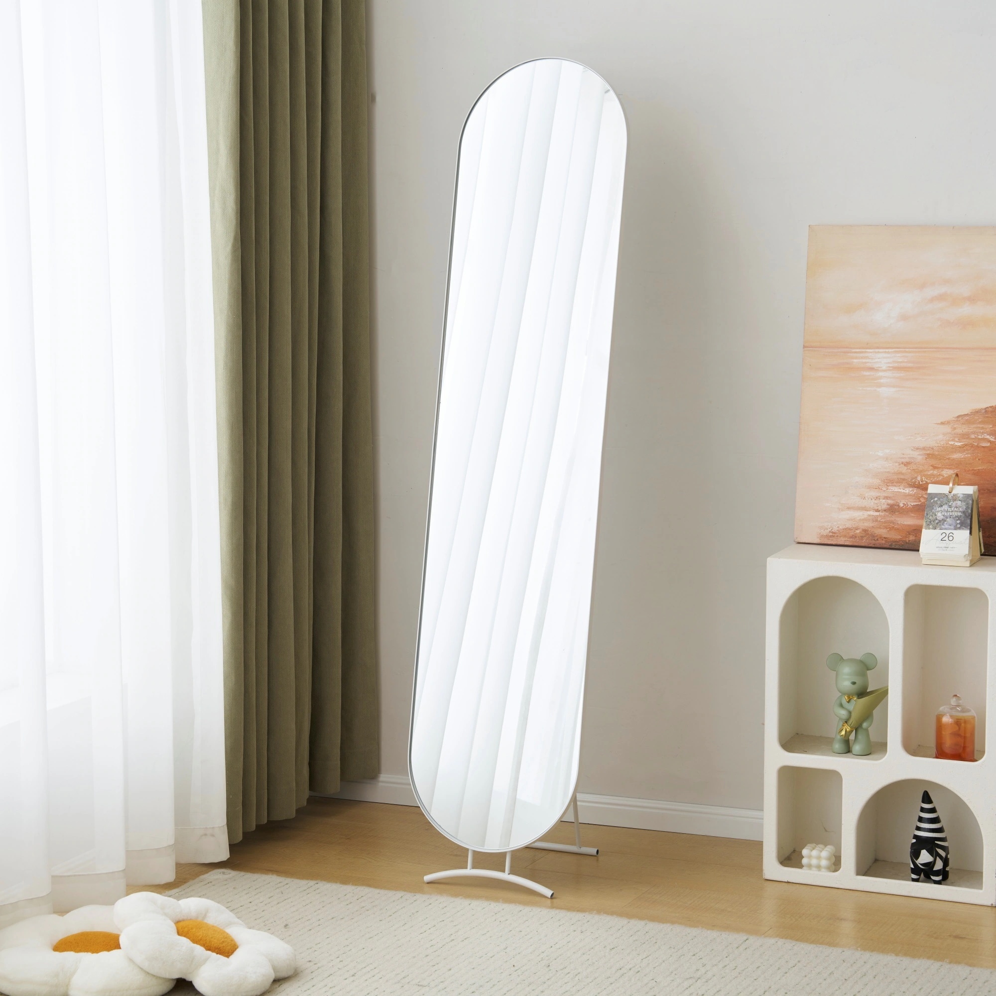 【40cm】スタンドミラー 玄関 全身 姿見 全身鏡 おしゃれ ミラー スタンド 楕円形 アーチ型 壁掛け 立て掛け DIY 自撮り鏡 姿見 ミラー 鏡 壁掛け鏡 全身鏡 飛散防止加工 全身ミラー