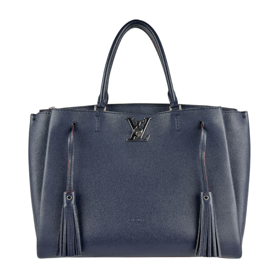 ルイ ヴィトン LOUIS VUITTON ハンドバッグ ショルダーバッグ ロックミートート レザー ネイビー シルバー レディース M54571 z6944