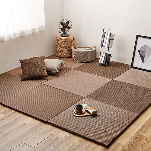 【メーカー直送品】萩原 【9枚組】置き畳 南風 約65×65×2.5cm ブラウン