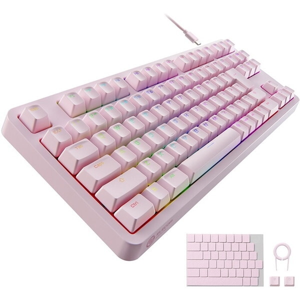 TK-VK310SPN ゲーミングキーボード 有線 着脱式ケーブル RGB メカニカル (銀軸/スピードリニア) V custom ピンク メーカー直送