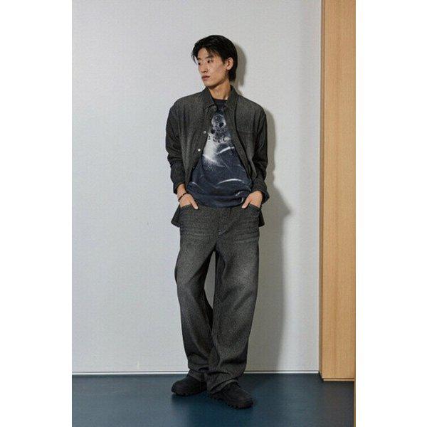 男性ストライプワイドバンディングデニムパンツ_DJ