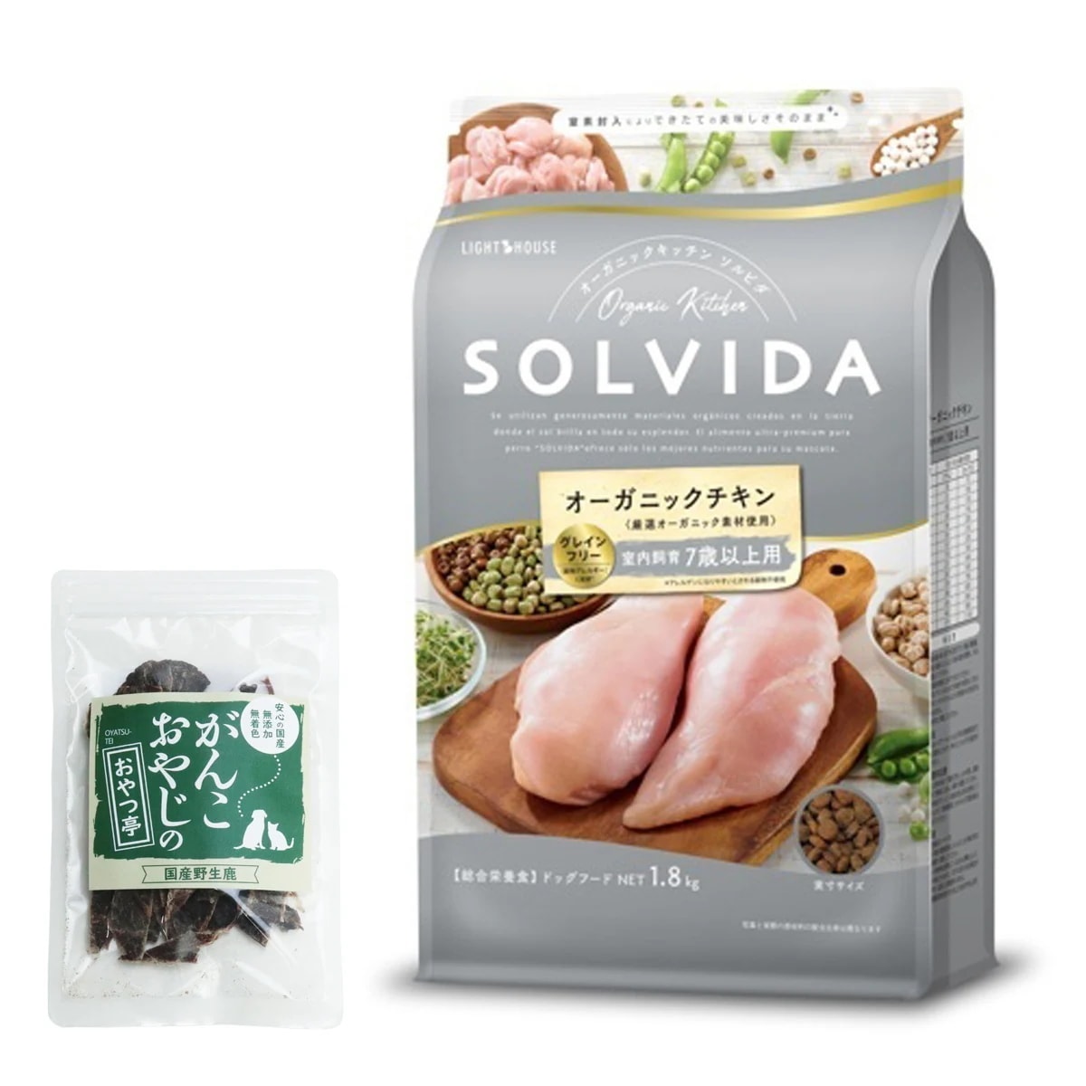 ドッグフード グレインフリー チキン 室内飼育7歳以上用 1.8kg【国産鹿肉ジャーキー付き(お試しサイズ)】