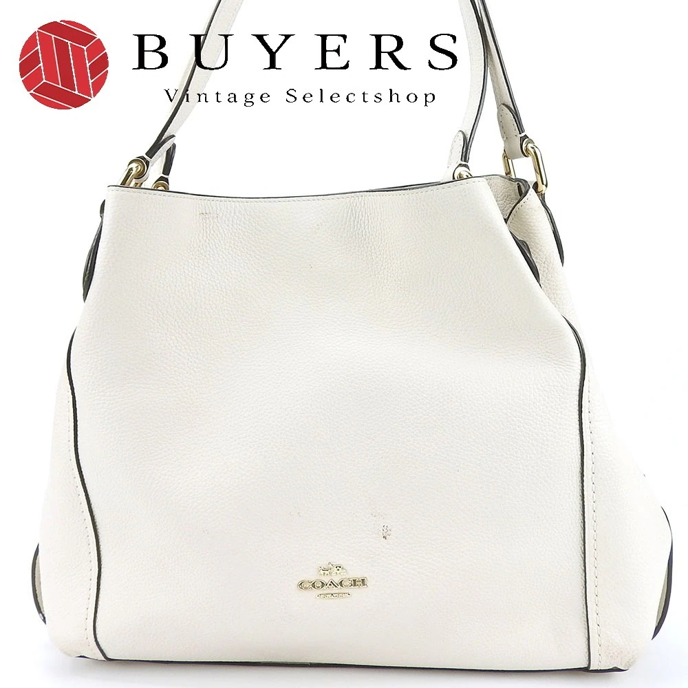 中古 ショルダーバッグ 57125 レザー オフホワイト ゴールド金具 肩掛け レディース 女性