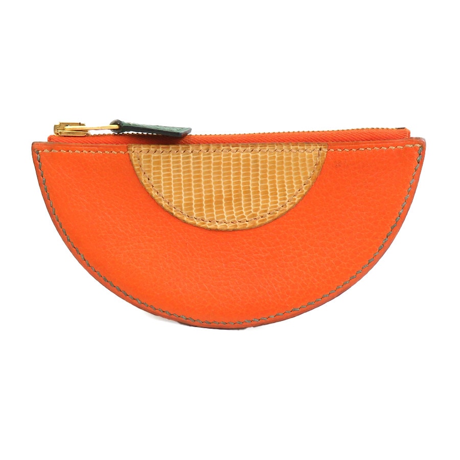 エルメス HERMES コインケース フルーツモチーフ オレンジ レザー オレンジ ゴールド ユニセックス e59401a