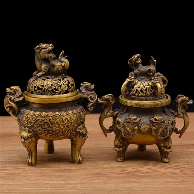 置物 風水 龍 お守り 置き 方 開運 祈願 グッズ 風水グッズ　香炉 銅製 　雑貨 香皿 仏具 聞香 香道　銅製の風水香炉 小さい 2タイプ展開