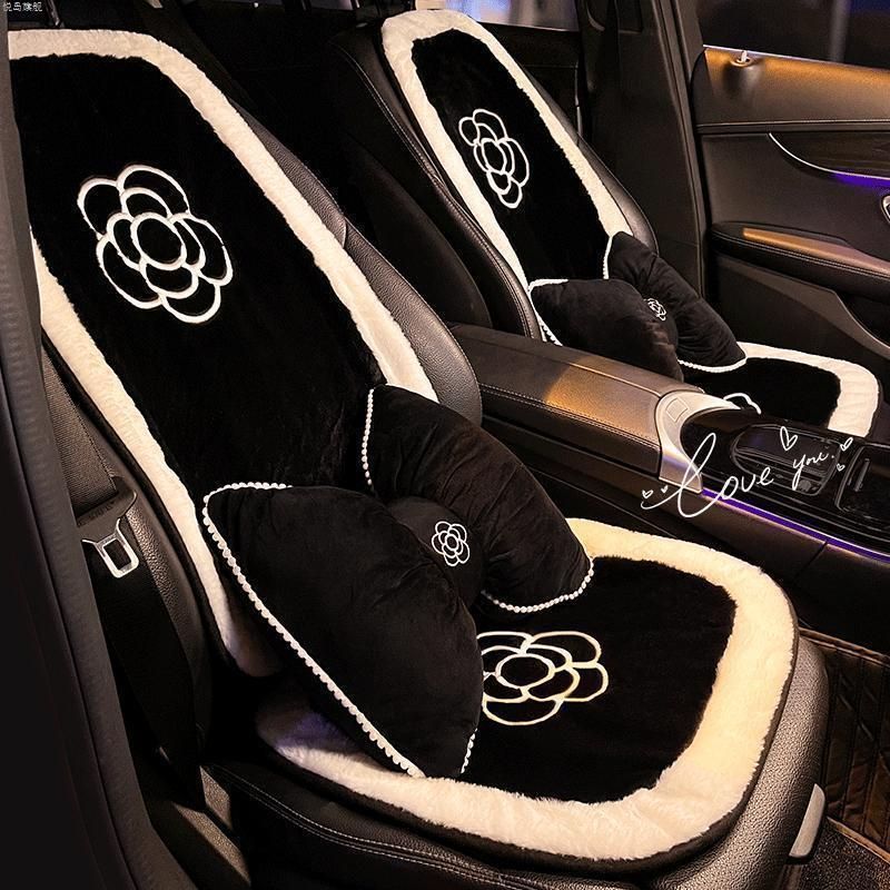カーシートクッション冬ぬいぐるみ椿女神加熱シングルチップリアシートクッション車オールシーズンユニバーサルカークッション女性用