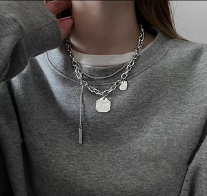 鋼装飾ネックレス女ヒップホップ新型衛衣チェーンペンダントアクセサリ