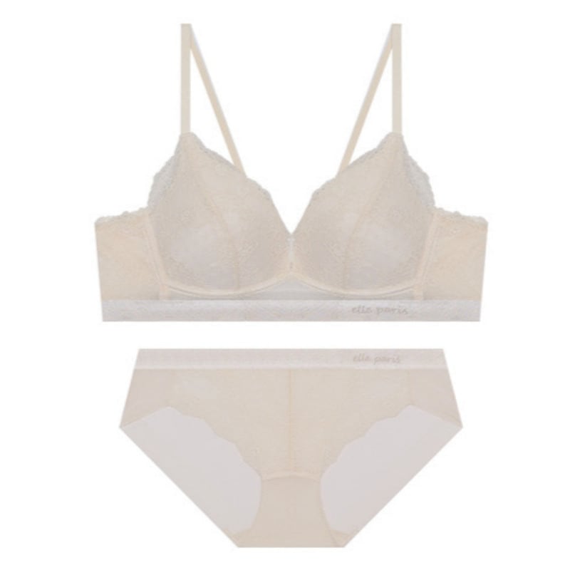 ソフトフィット ノーワイヤ レース ブラ パンツ セット - ピーチクリーム 75C 90 8,190円