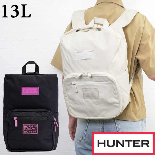 ハンターHUNTER リュック レディース ナイロン パイオニア ミディアム トップクリップ バックパック ボーン イン スコットランド 13L メンズ デイパック バッグ カジュアル 黒 白 耐水