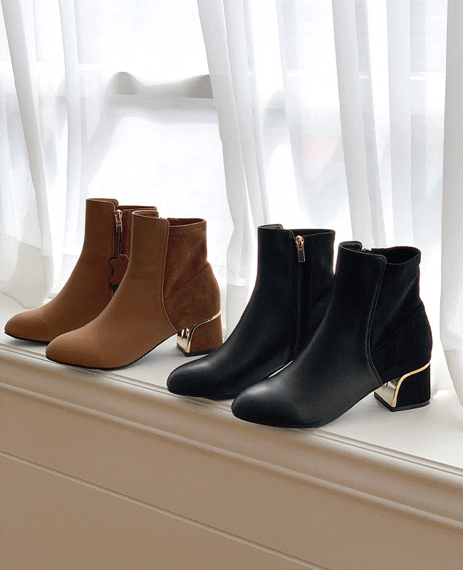 [MILOVANY] 牛革/255まで エステラ スエード ツートン アンクルブーツ 6cm