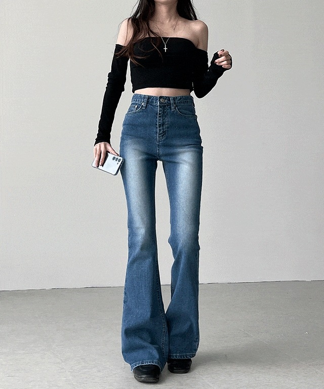 ロジャー ブルー ウォッシング スパン スリム ブーツカット デニム パンツ 5,040円