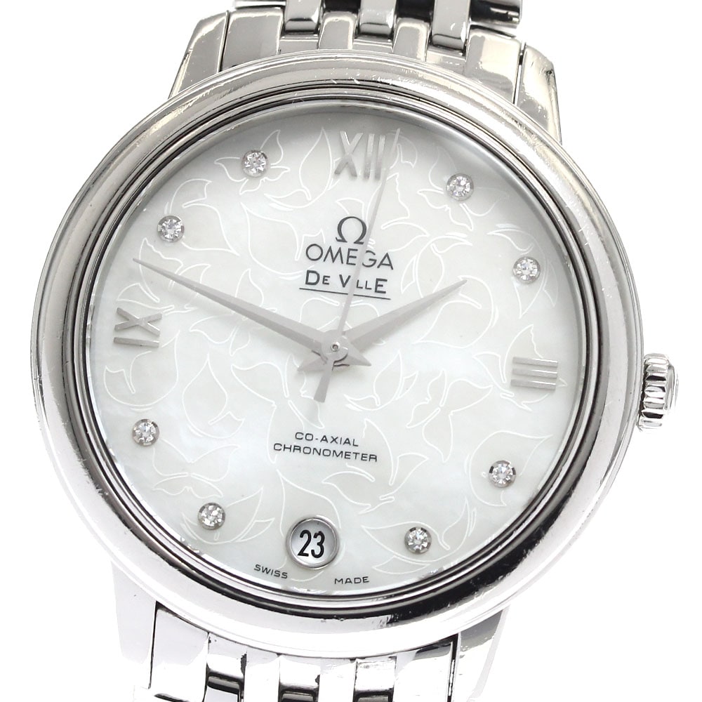 オメガ OMEGA 424.10.33.20.55.001 デビル プレステージ バタフライ 8Pダイヤ 自動巻き レディース 保証書付き_893507【中古】