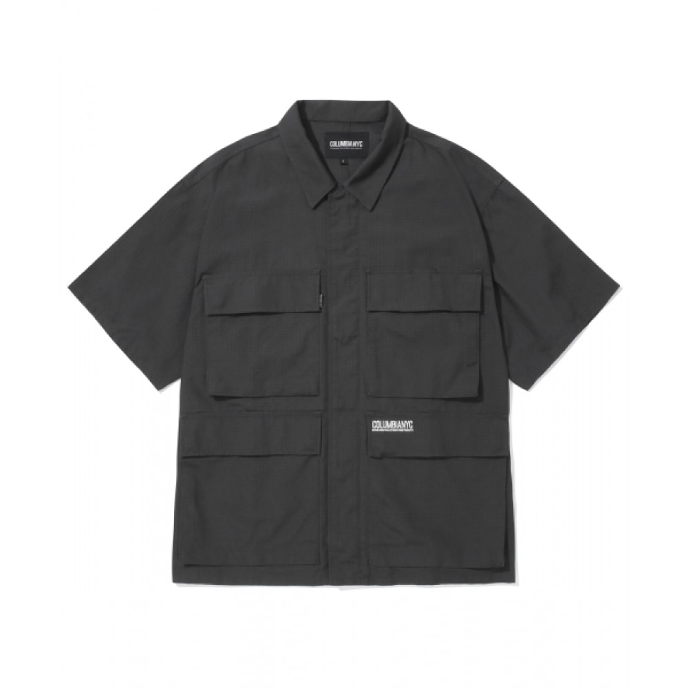 コロンビア大学 NYC ブラックシリーズユーティリティ S/S シャツジャケットチャコール