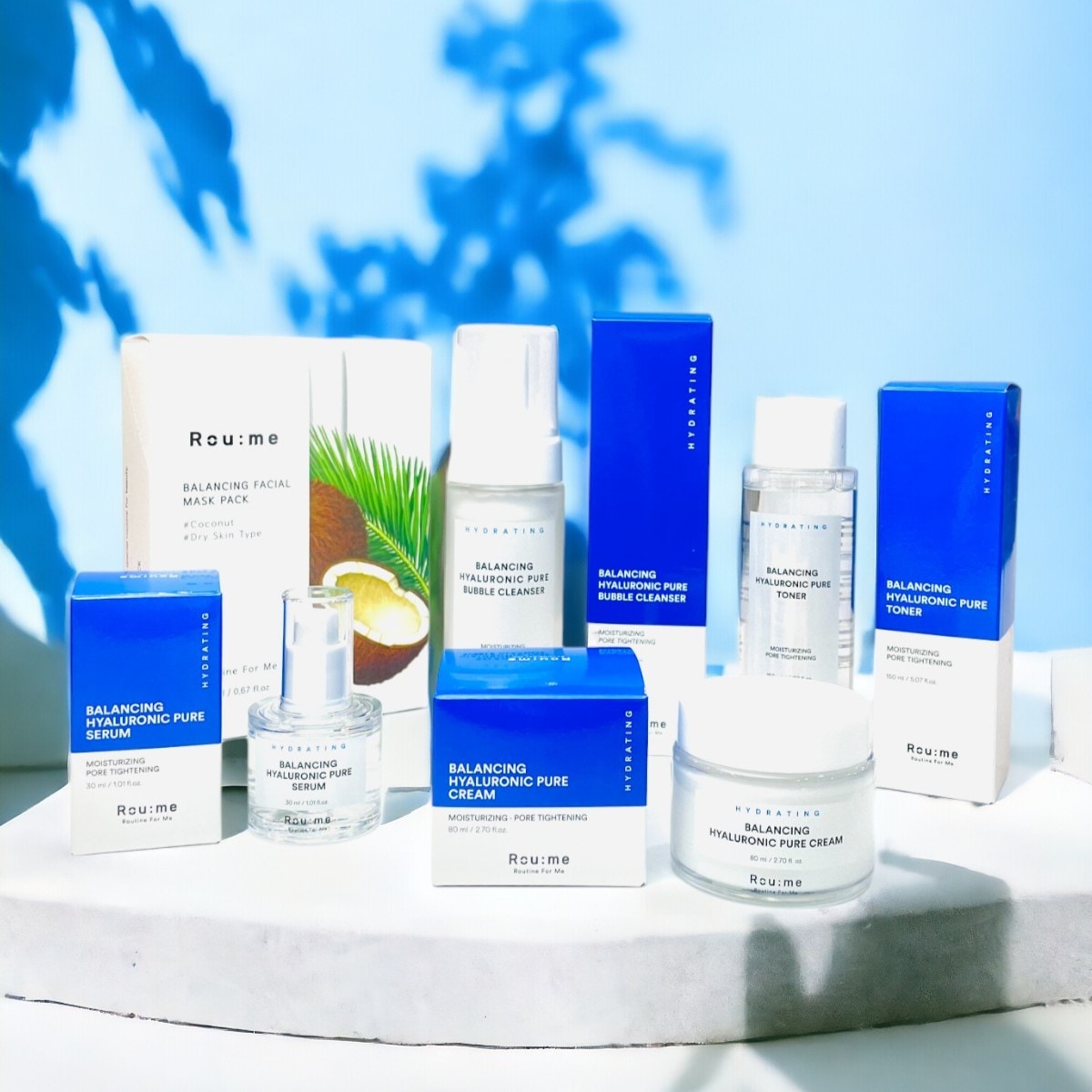 [乾燥肌/保湿ケア] ヒアルロン酸 ルーティン5種セット 1+1 (化粧品,美容液,クリーム,クレンジング,パック)