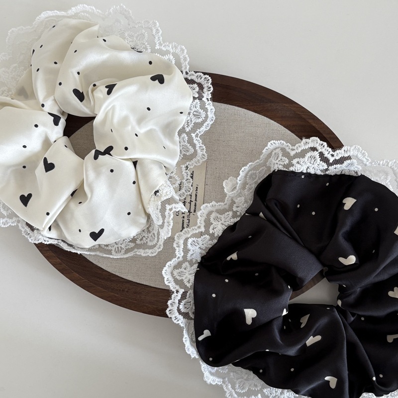 【1点ご購入 で10点プレゼントいたします】韓国版愛心超仙レース感大サイズソーセージシュシュだるい風ポニーテール髪ひも髪飾り女