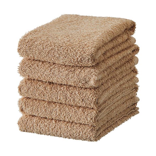 （まとめ） TANOSEEおしぼりタオル ライトブラウン 1パック（10枚） [x10セット]