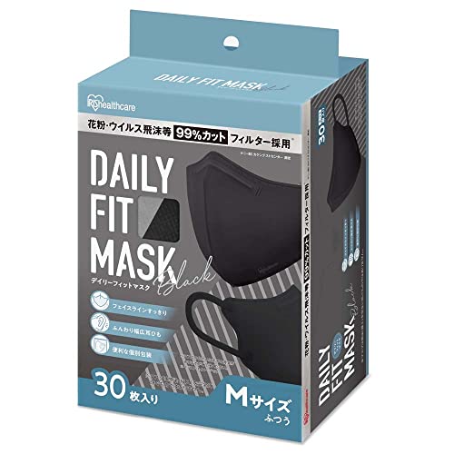 定番 FIT DAILY 立体 カラーマスク 不織布 マスク アイリスオーヤマ MASK ブラック RK-D30MBK 30枚入 ふつうサイズ マスク