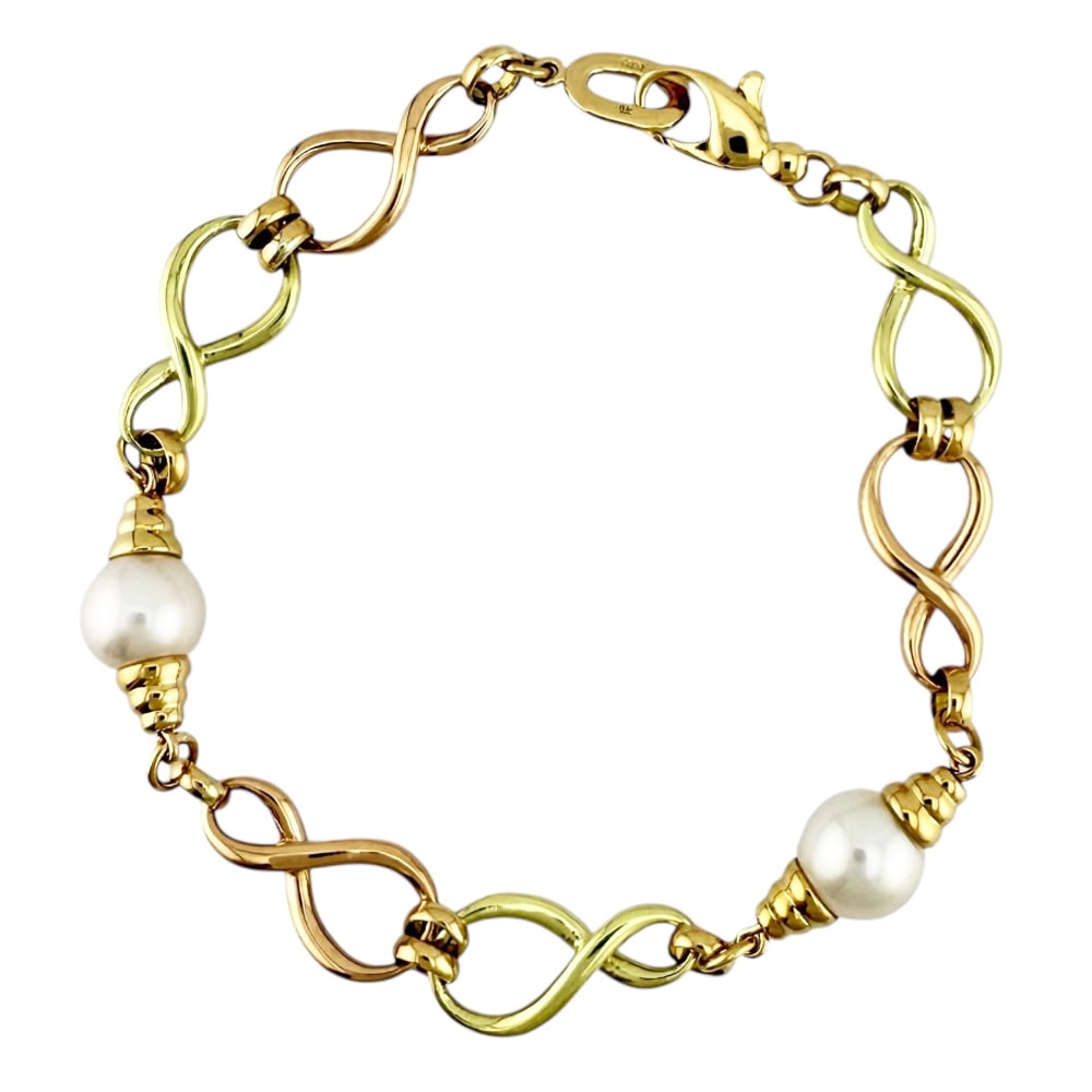 ミキモト ブレスレット 18金 K18イエローゴールド パール MIKIMOTO 中古 美品