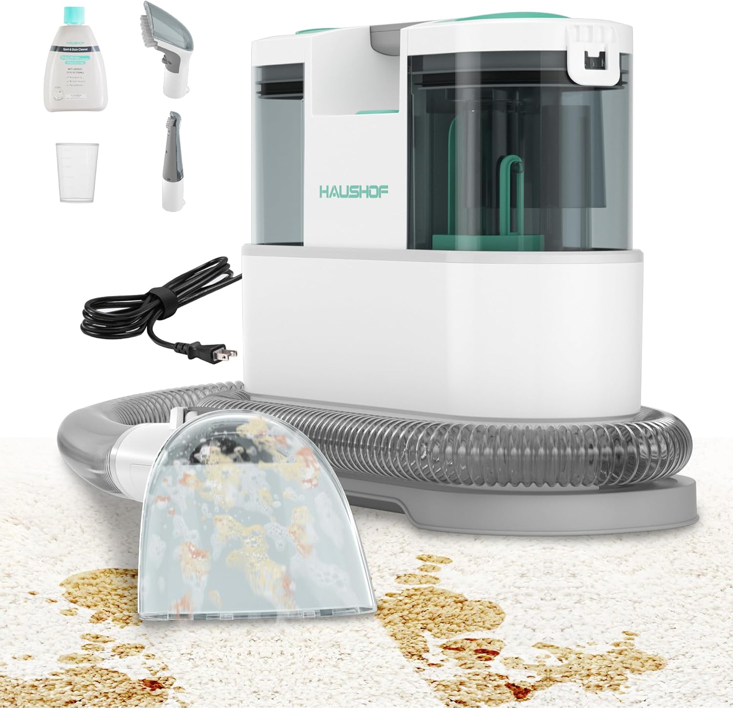HAUSHOF 【2024新型】 カーペットクリーナー リンサー洗浄機 400W カーペット洗浄機 超強力吸引 布製品クリーナー 布洗浄機 スチームクリーナー 水漏れ防止 乾湿両用 お湯対応可能 9,887円