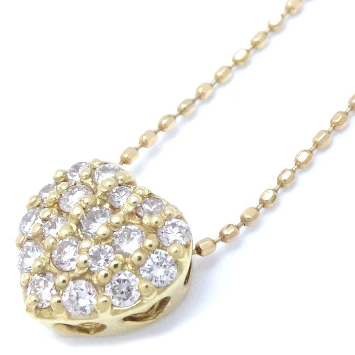 ハート ダイヤモンド ネックレス ダイヤモンド0.30ct K18YG イエローゴールド/75354【中古】