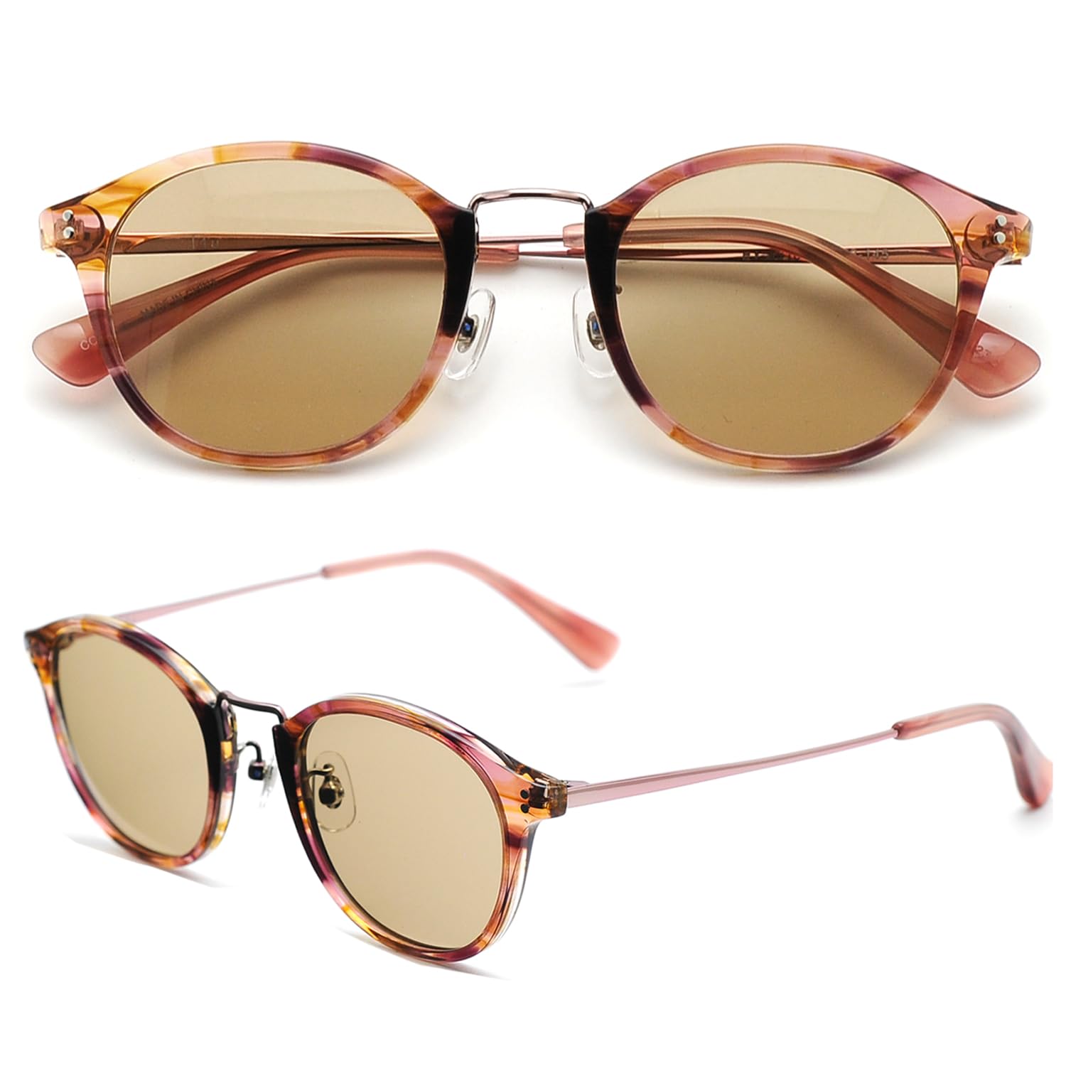 eyeforyou メラニンサングラス レディース UVカット うすいレンズカラー ローズピンク ブラウンハーフ EY-S610-C3