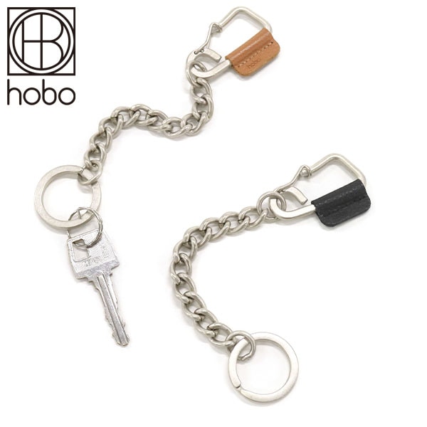 キーホルダー 金具 革 カラビナ キーリング 日本製 CARABINER CHAIN KEY RING MATTE BRASS with SHRINK COW LEATHER HB-A4502