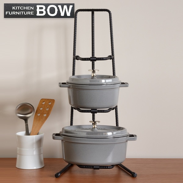 鍋スタンド 3段 BOW パンラック 鉄筋製 鍋収納 アイアンラック 鍋置き台 キッチンラック キッチン収納 ディスプレイスタンド オープンラック カフェ風 男前インテリア 8,135円