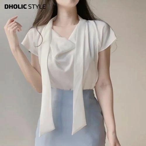 [メガ割りSALE]サテンドレープタイブラウス・p658577