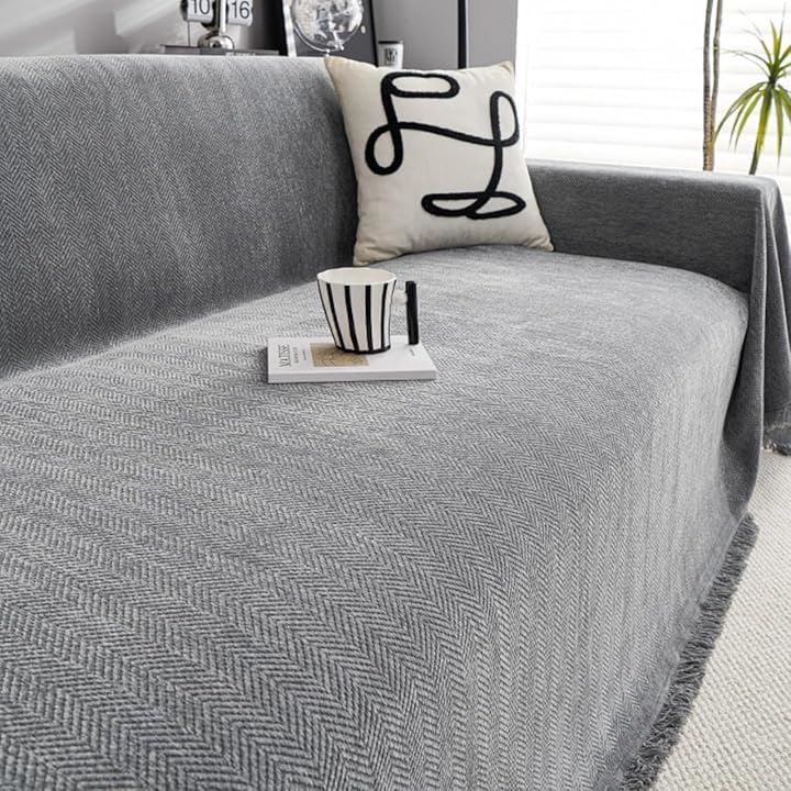ソファカバー 快適生活を極めた主婦が考案ｘ滑り止め加工ｘ簡単装着 撥水 マルチカバー 北欧風(グレー, 180x230cm)