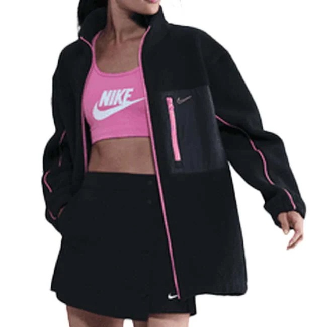 ナイキ(NIKE) 2025 HO レディース Sportswearスポーツウエア ハイパイルフリース フルジップジャケット IM7485-010BK×プレイフルピンク