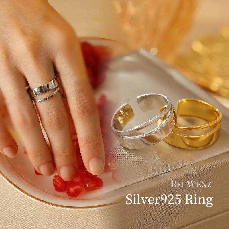 【高品質Silver925】シルバー リング 幅太 幅広 ワイド 太め 大ぶり ニュアンス 華奢 レディース 重ね 金属アレルギー インスタ ゴールド おしゃれ オフィス プレゼント
