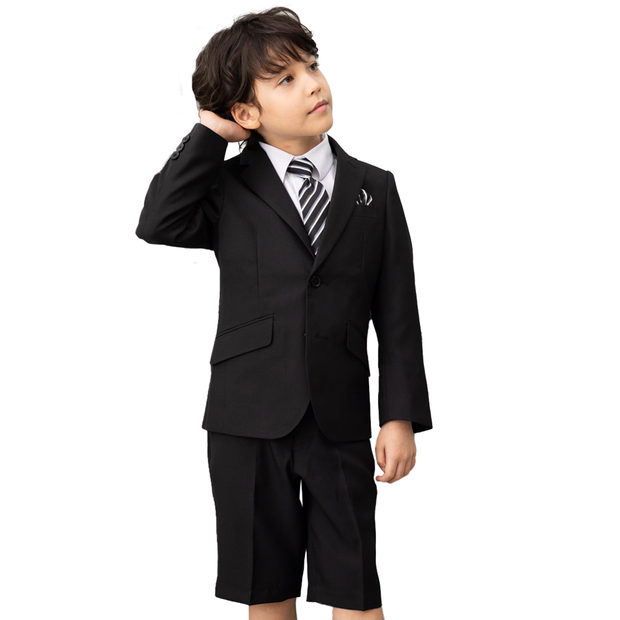 [RED PONY] 入学式 男の子 スーツ フォーマル 入園式 【通常A体サイズ】 (120cm, クロ×シロ(03))