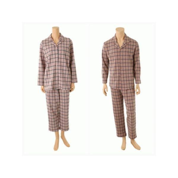 均一価格カップルパジャマ 先染め 綿 ポリ 二重ガーゼ チェック ジャカード パジャマ 男女単品 WPA5072M WP.._P404690803