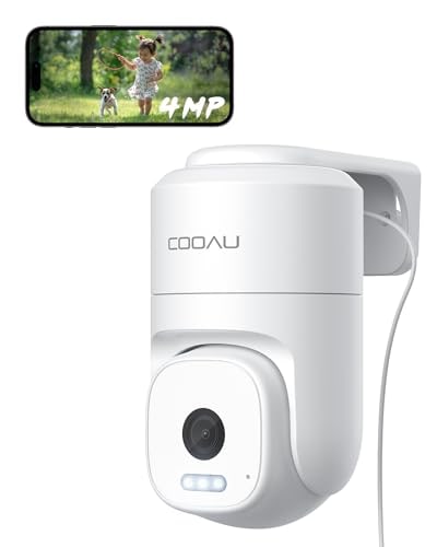 【24時間全日録画・自動追尾】COOAU 400万高画素 防犯カメラ 屋外 監視カメラ ネットワークカメラ 玄関カメラ 屋外カメラ AI人物検知 ワイヤレス wifi ptz回転 スマホ対応 メモリカ