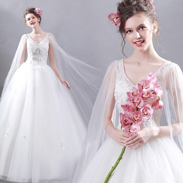 ウエディングドレス 安い ロングドレス ブライダル 二次会 ウェディングドレス 夏 結婚式 プリンセス エンパイア 花嫁 ドレス 披露宴 大きいサイズ