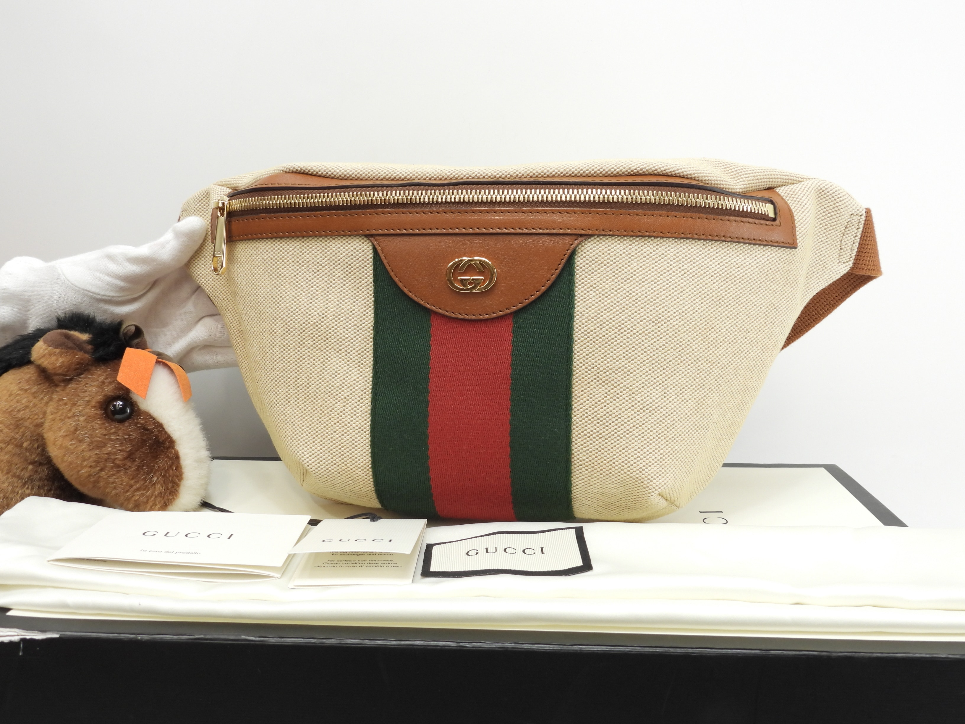 ベルトバッグ ウェビング デニム革茶 ボディバッグ ウエストバッグ 極美品@ 5