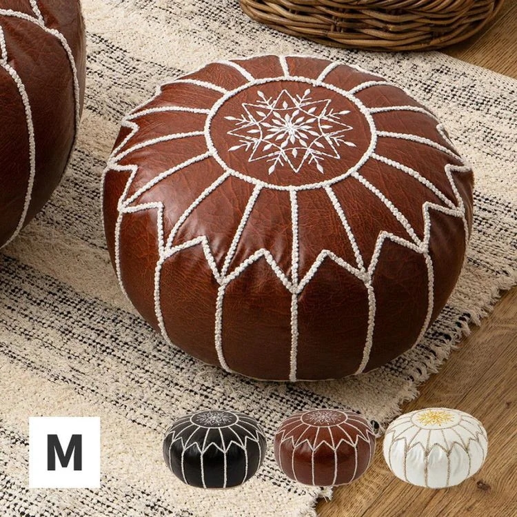 プフスツール 丸型 Mサイズ 直径40×高さ20cm かわいい ビーズクッション おしゃれ モロッコ