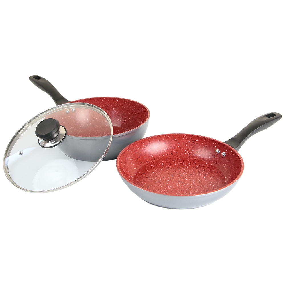 ダイレクトテレショップ フレ-バ-ストンライトサンテンセット 【IH対応】フライパン 3点セット　レッド フレバストンライトサンテンセト