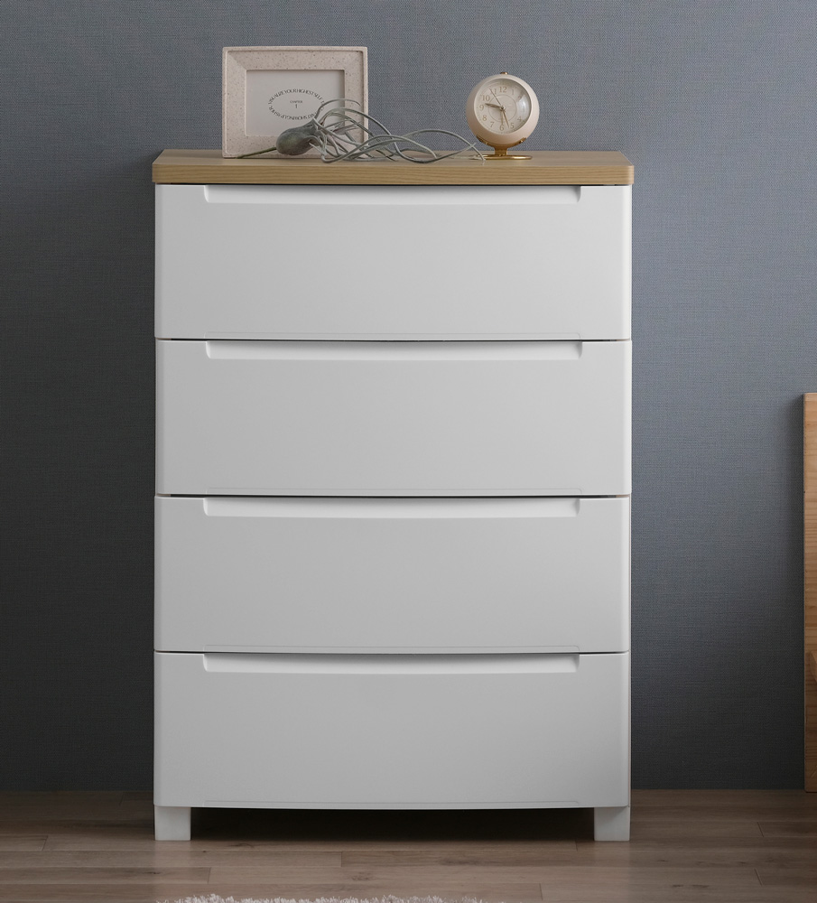 アイリスオーヤマ KDMG-564WTホワイト ウッドトップノックダウンチェスト 幅56cm×4段 (ホワイト) KDMG564WTホワイト