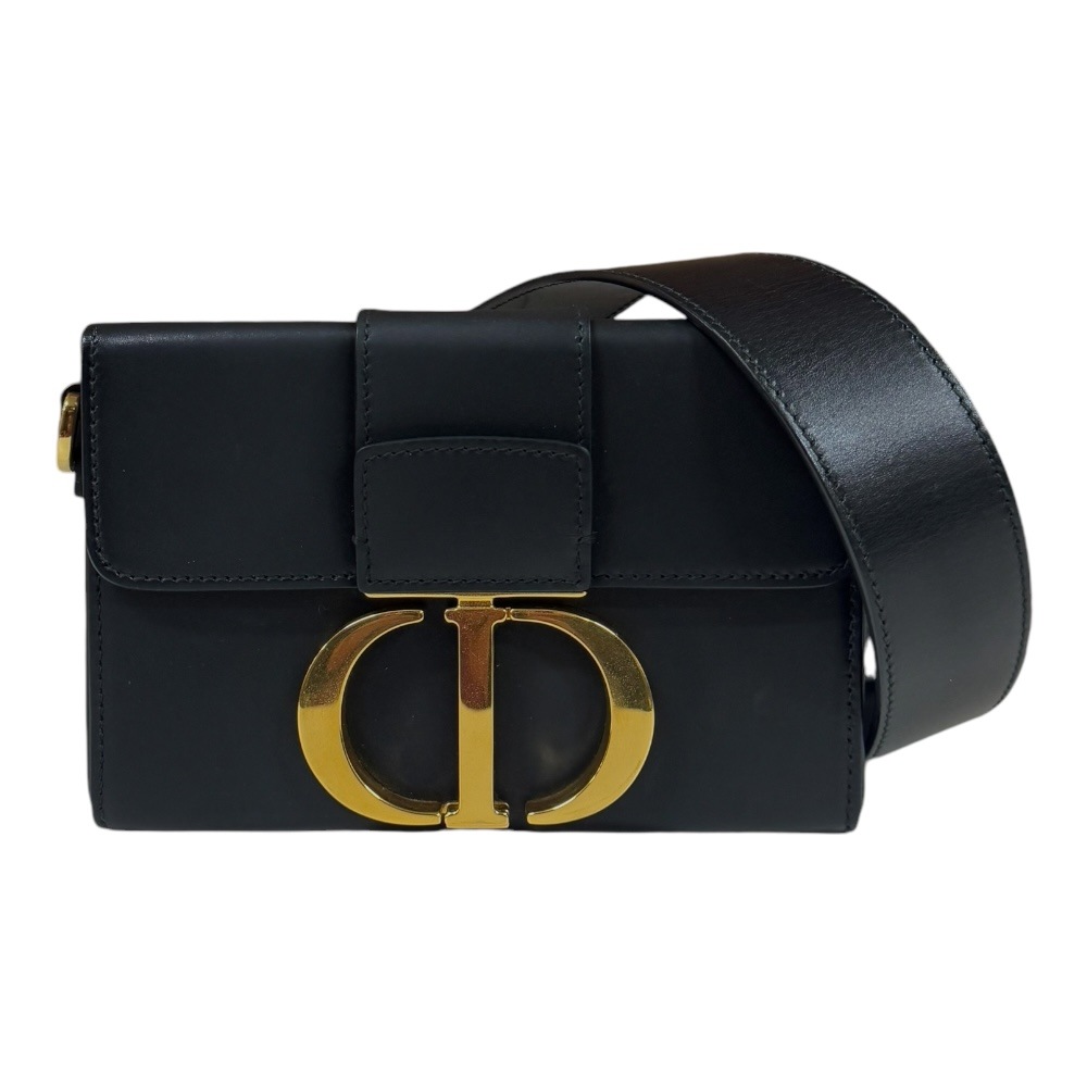 ディオール 30 モンテーニュ ショルダーバッグ レザー ブラック Dior 中古