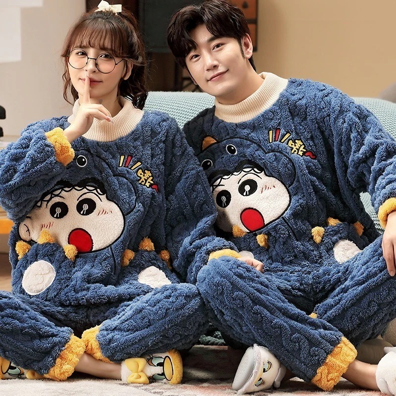 クレヨンしんちゃんクレヨンしんちゃん 冬パジャマ カップル 1人男性 1人女性 コーラルベルベットウォームセットプラスベルベット厚手ホーム服 5,234円
