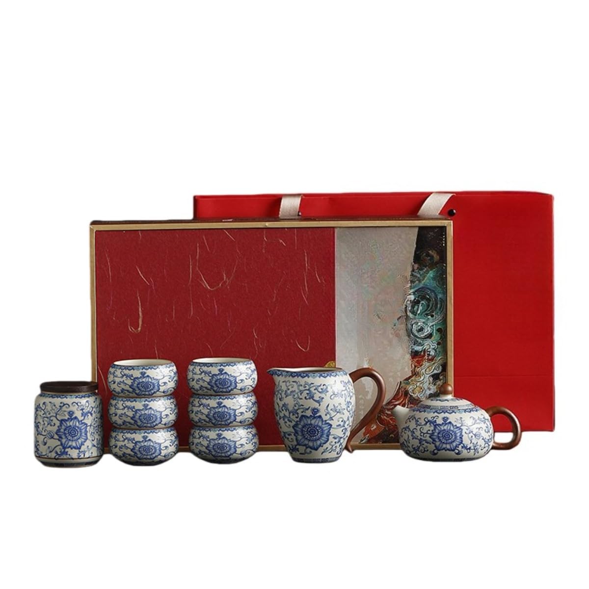 Traxomiトラクソミ陶器製ティーセット細目茶こしイーグルビーク注ぎ口お手入れ簡単内壁滑らか汚れにくい高保温性持ちやすい高耐久性丸縁設計平底面安定放置ひび割れ釉発色促進家庭オフィス茶室対応 (蓮