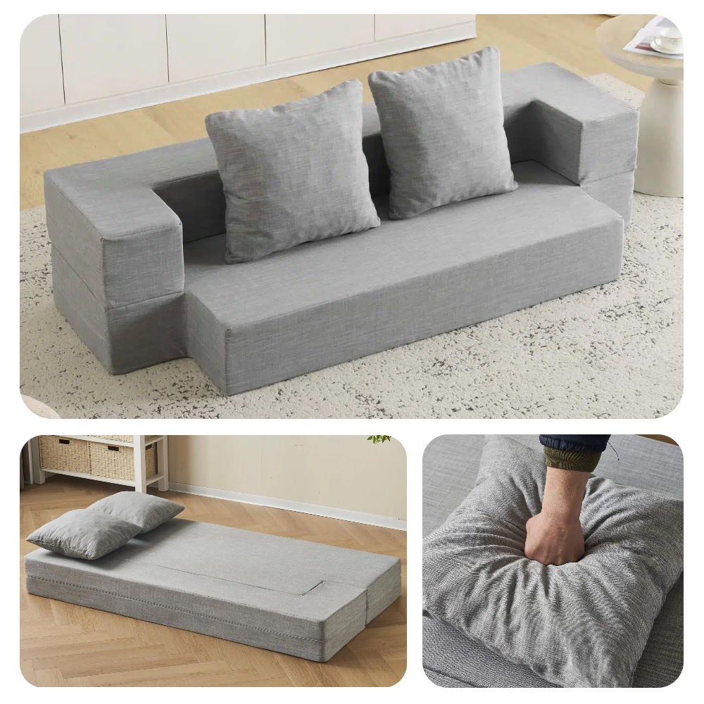 【国内出荷】2人掛けソファベッド 組立て不要 フロアソファ コンパクト ローソファ こたつ用 ソファー 1人暮らし マルチに使える クッション付き 座椅子 1人掛け 完成品 運びに便利だ 軽いソファー