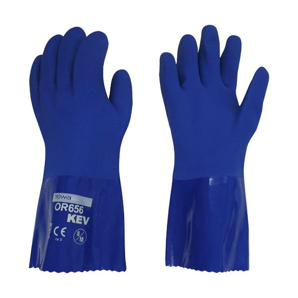 （まとめ）東和 耐油ビニスターKEV 8/M ブルー OR656-1P-8 1双[x5]