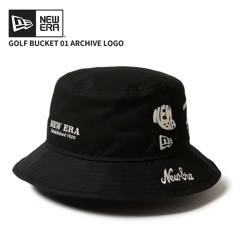 ニューエラ ゴルフ ユニセックス バケットハット バケハ 帽子 NEW ERA バケット01 Archive Logo ブラック 14669051